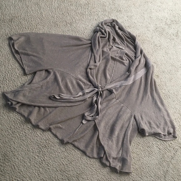 ZARA/“OATMEAL”100%LINEN SHORT SLEEVE TIE FRONT HOODIE/NEW - Picture 1 of 6